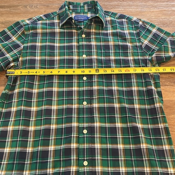 Pendleton Mens Shirt Size Large Green Plaid Short Sleeves Button Down Pocket - Picture 4 of 7